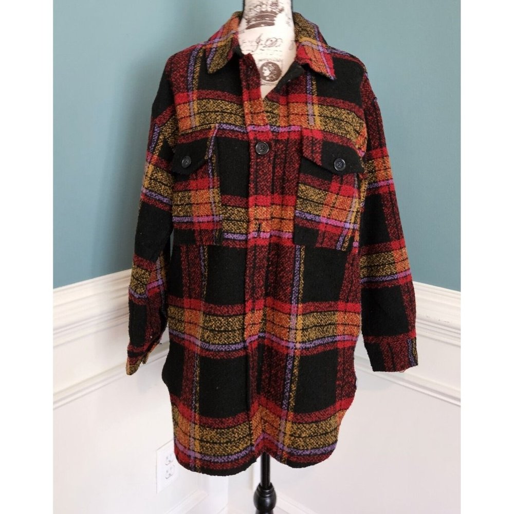 Sanctuary S Midi Shacket Carson Plaid Jacket Shirt